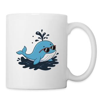 Smiling blue whale with glasses - Mug - white - Right
