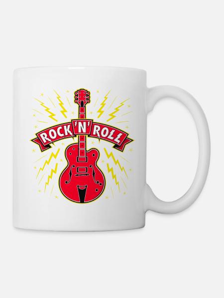 Guitare Rock 'n' Roll Bannière - Mug blanc - blanc