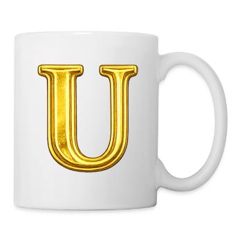 Goldenes U Monogramm - Tasse - Weiß - Rechts