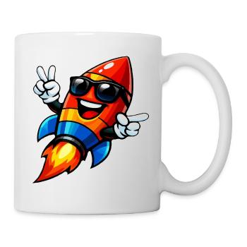Fröhliche Rocket mit Sonnenbrille - Tasse - Weiß - Rechts