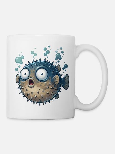 Pufferfisch Schreckmoment - Tasse - Weiß