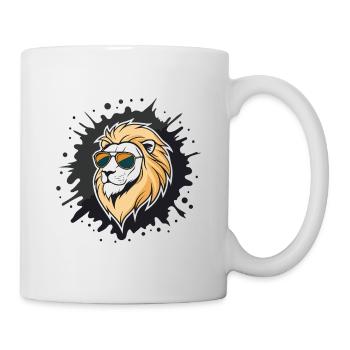 Lion en lunettes soleil graphique - Mug blanc - blanc - Droite