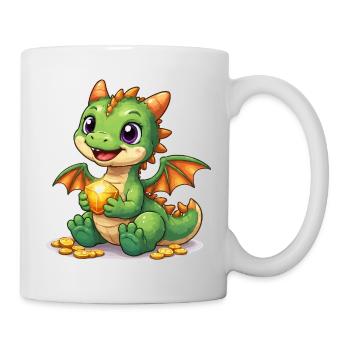 Kleiner Drache mit Gold - Tasse - Weiß - Rechts