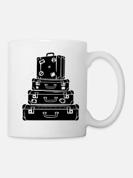 Koffer Stapel Vintage Reise - Tasse - Weiß