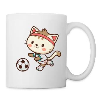 Bezaubernde Fußballer-Katze - Tasse - Weiß - Rechts