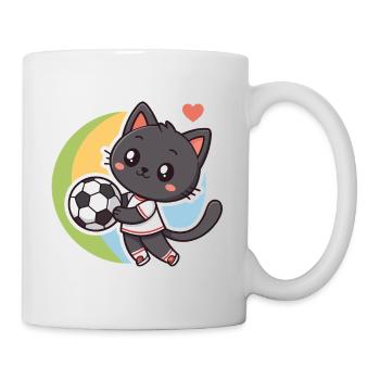 Black Sports Kitten and Soccer - Mug - white - Right