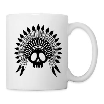 Indian Chief Skull (Schwarz) - Tasse - Weiß - Rechts