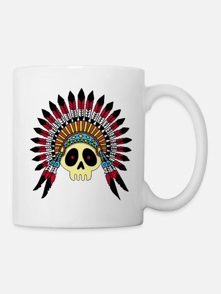 Indian Chief Skull (Farbe) - Tasse - Weiß