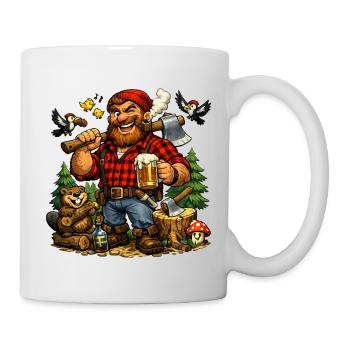 Bûcheron en pleine nature avec de la bière - Mug blanc - blanc - Droite