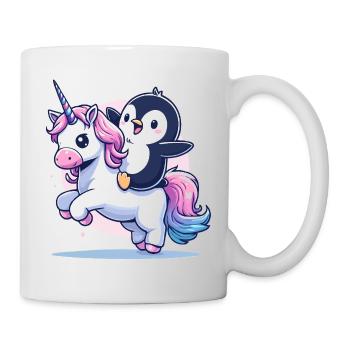 Le manchot chevauche la licorne - Mug blanc - blanc - Droite