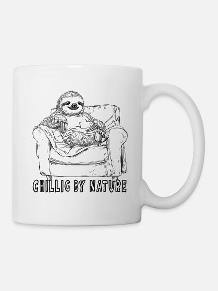 Cillig by Nature Faultier lustiges Design - Tasse - Weiß