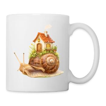Snail with small house fantasy illustration - Mug - white - Right