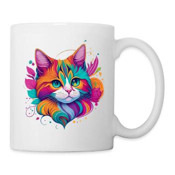 Art de portrait coloré de chat - Chat - Mug blanc - blanc - Droite