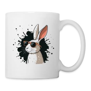 Cool Bunny Glasses on Black - Mug - white - Right