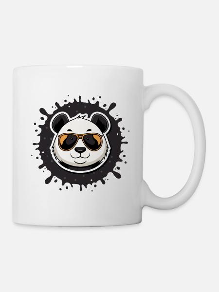 Panda chic lunettes orange splash - Mug blanc - blanc