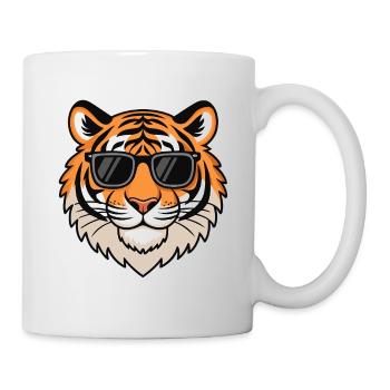 Lässiger Tiger mit dunkler Brille - Tasse - Weiß - Rechts