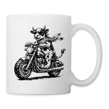 Kuh Biker auf Motorrad - Tasse - Weiß - Rechts