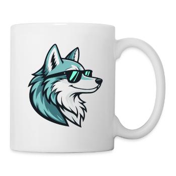 Loup Teal Lunettes Soleil - Mug blanc - blanc - Droite