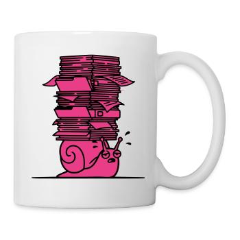 Schnecke Akten Büro Bunt - Tasse - Weiß - Rechts