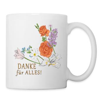Blumenstrauß Danke - Tasse - Weiß - Rechts