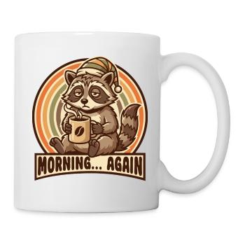 Morning grouch raccoon with coffee - Mug - white - Right