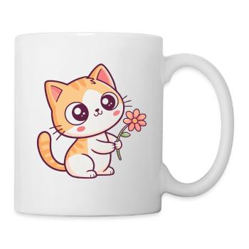 Kawaii Kitten and Flower - Mug - white - Right