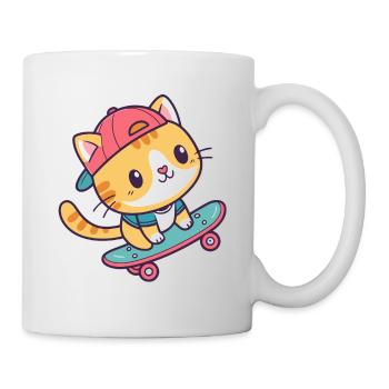 Colorful skate cat - Mug - white - Right