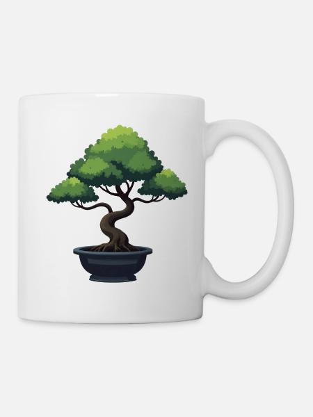 Bonsai Baum - Tasse - Weiß
