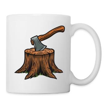 Hache dans la souche d’arbre – Art du bois - Mug blanc - blanc - Droite