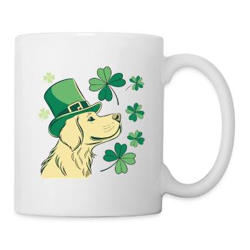 Labrador Dog with Green Hat and Shamrocks - Mug - white - Right