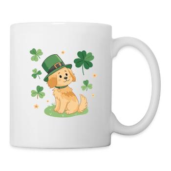 Adorable Green Leprechaun Dog and Clovers - Mug - white - Right