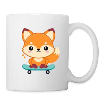 Fox auf einem fröhlichen Skateboard - Tasse - Weiß - Rechts