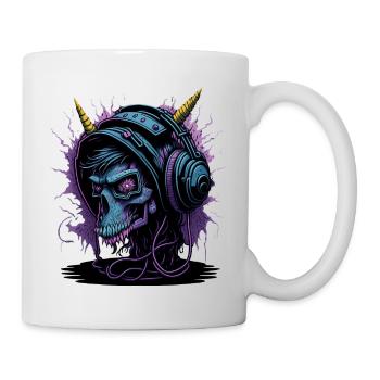 Neon Skull with Headphones DJ - Mug - white - Right