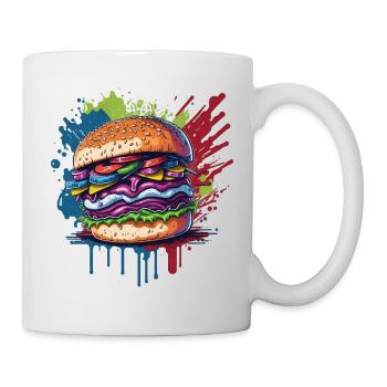Burger - Hamburger - Fastfood - Tasse - Weiß - Rechts