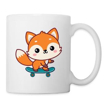 Renard skate coloré kawaii - Mug blanc - blanc - Droite