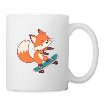 Fox skateboarder on skateboard - Mug - white - Right