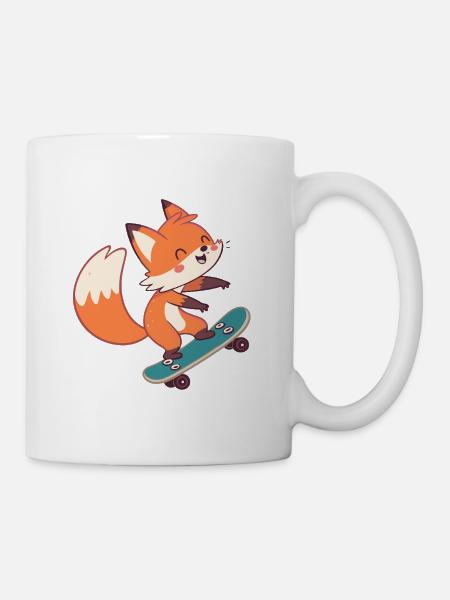 Fuchs-Skateboarder auf Skateboard - Tasse - Weiß
