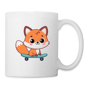 Kawaii Fox auf Skateboard - Tasse - Weiß - Rechts