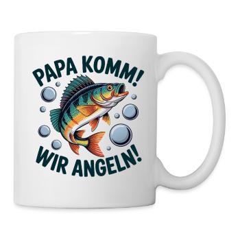 Papa Komm Wir Angeln - Tasse - Weiß - Rechts