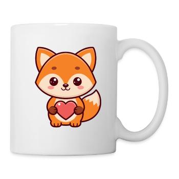 Fox Heart Sweet Cartoon - Tasse - Weiß - Rechts