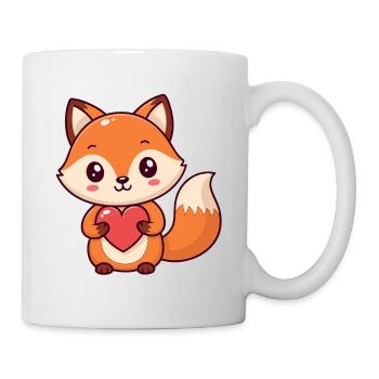 Kawaii-Fuchs Buntes Herz - Tasse - Weiß - Rechts