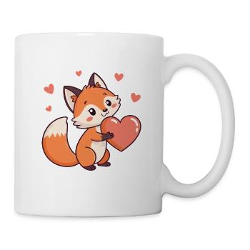 Renard câlin et cœur rouge - Mug blanc - blanc - Droite