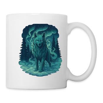 Northern Lights Wolf in the Forest - Mug - white - Right