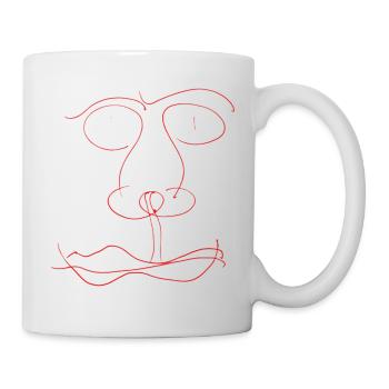 Face de ligne rouge - Mug blanc - blanc - Droite