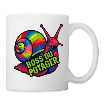 Maître du Potager : Escargot Coloré Psychédélique - Mug blanc - blanc - Droite