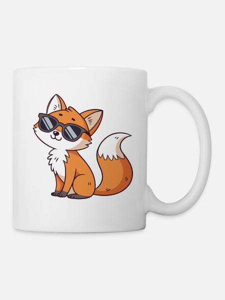 Fuchs-Swag mit Sonnenbrille - Tasse - Weiß