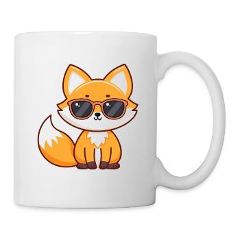 Kawaii-Fuchs mit Sonnenbrille - Tasse - Weiß - Rechts