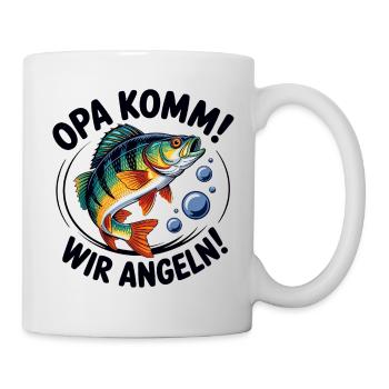 Opa kommt, wir angeln! - Tasse - Weiß - Rechts