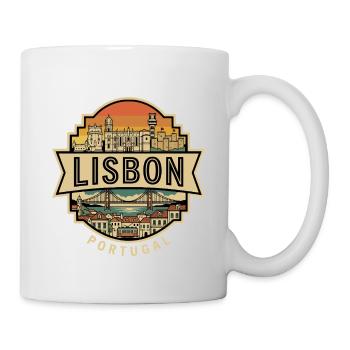 Badge de voyage rétro Lisbonne Portugal Vintage Skyline Travel - Mug blanc - blanc - Droite