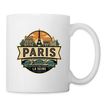 Retro Paris France Vintage Skyline Emblem - Mug - white - Right